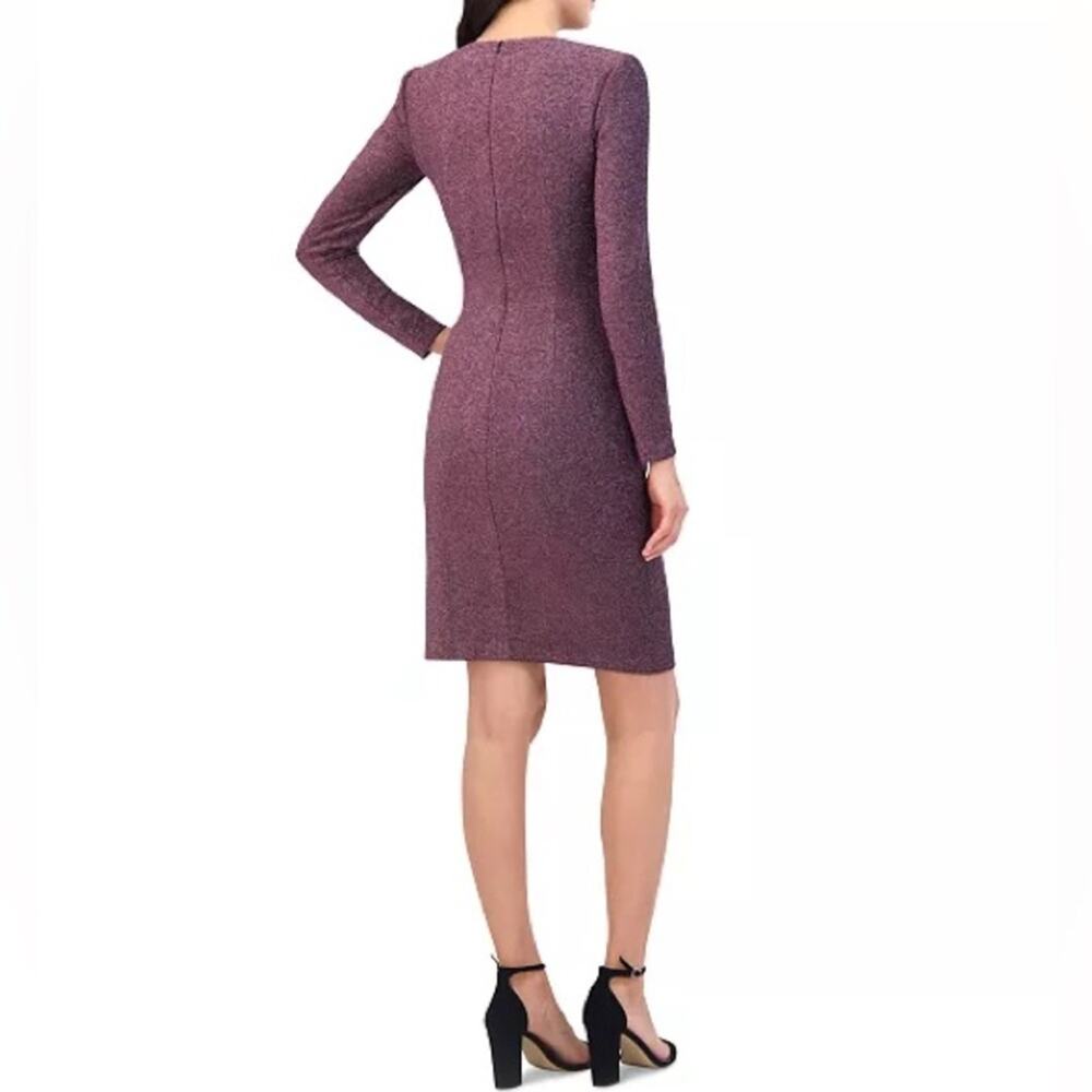 Eliza J Women's Metallic Ruched Sheath Dress Wine Sz 10 NWT - Picture 5 of 10